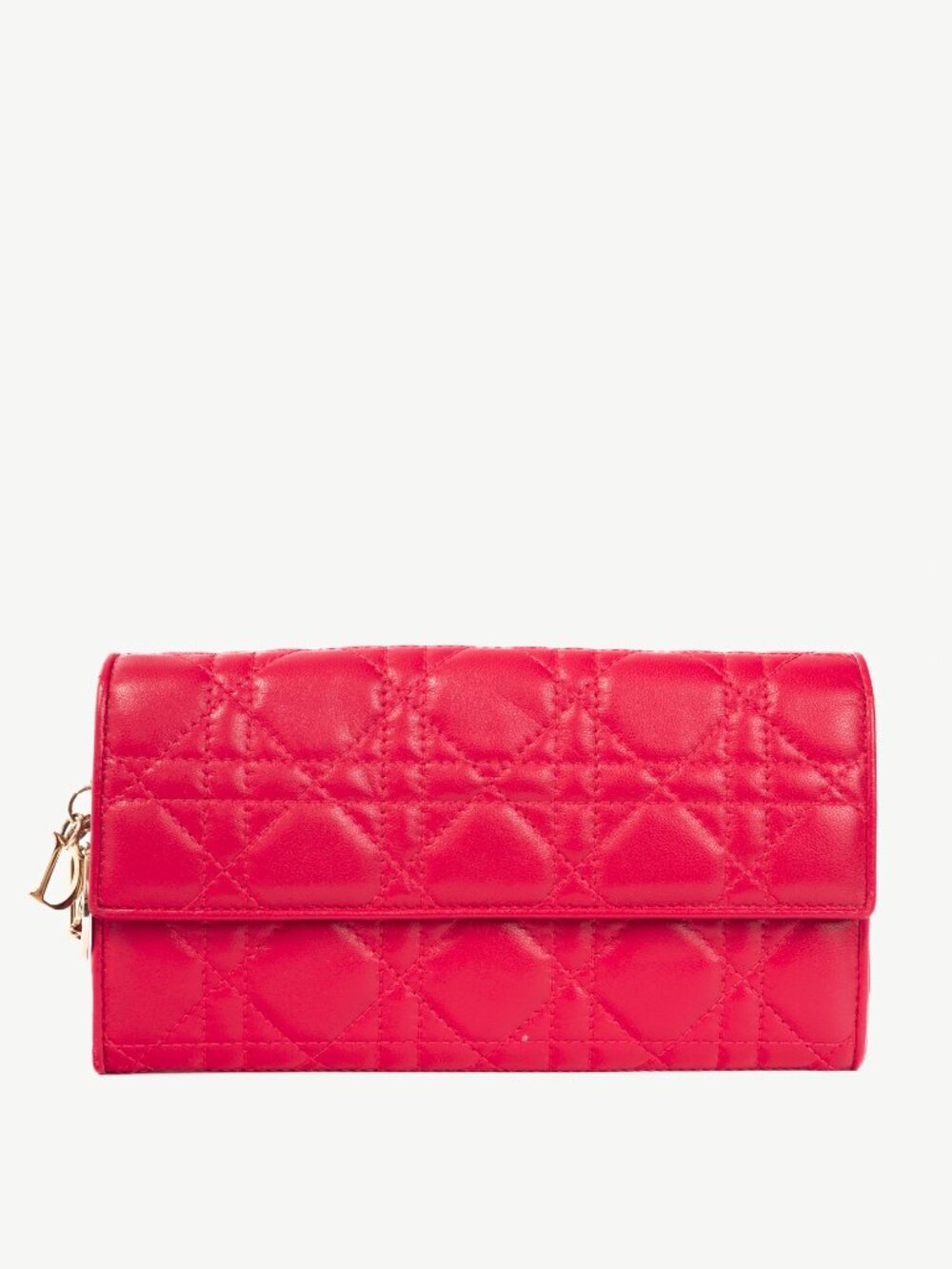 Christian Dior Lady Dior Magenta Cannage Lambskin Wallet